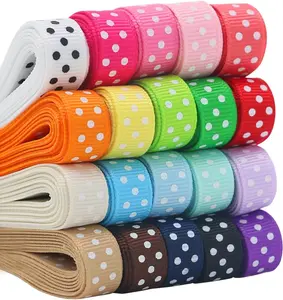 Grosgrain Ribbons for Crafts Gifts Wrapping 3/8" Boutique Polka Dot Fabric Ribbon 40yd (20 x 2yd)