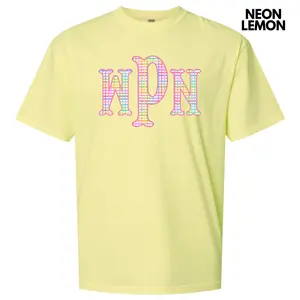 Rainbow Plaid Monogram Comfort Colors T-Shirt 'NLB'