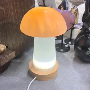 Selenite Mushroom Night Light cute crystal carving night lamp