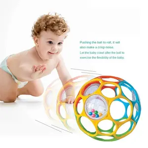 High Temperature Sterilizable Baby Hand Grasp Ball, Food Grade Soft Silicone Hole Ball, Newborn Rattle Sensory Teether Grip Training Toy