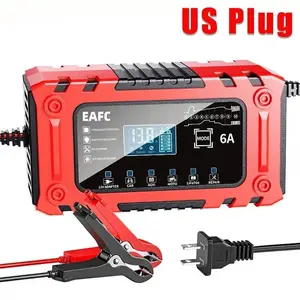 Us Plug Battery Charger 12V 6a, Smart Fast Charging Pulse Repair, LED Display, Suitable for Car, RV, Motorboat, Lead Acid/lifepo4 Batteries