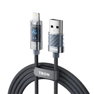 USB-A to Lightning Transparent Cable 2.4A | Digital Display | 5FT