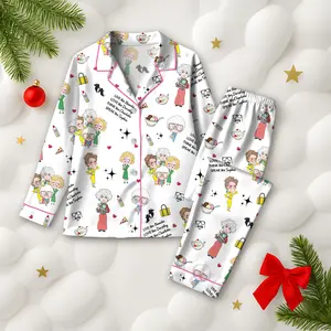 The Golden Girls Satin Pajamas, Golden Girls Classic Role Printed Lapel Short Sleeve Shorts Pajama Set, Comfortable Wearable Party Gift Homewear, All Seasons Casual Style