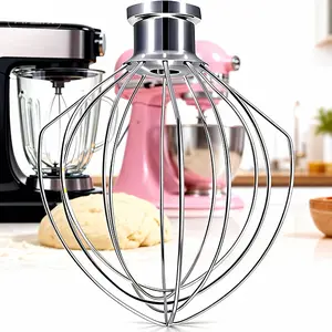 K45WW Dishwasher Safe Whisk Attachment Fits 4.5 Quart and 5 QT KitchenAid Tilt-Head Stand Mixer Stainless Steel 6 Wires Whip for Egg Heavy Cream Beater, Cakes Mayonnaise