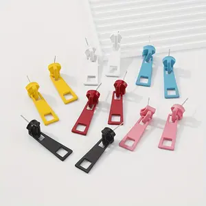 6pc   Fashionable design with unique zipper lock stud earrings, simple and elegant multi-color earrings