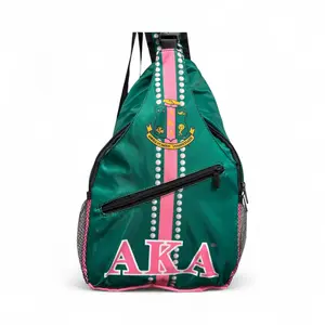 Alpha Kappa Alpha Waterproof Crossbody Sling Bag - Pink & Green AKA Shoulder Bag