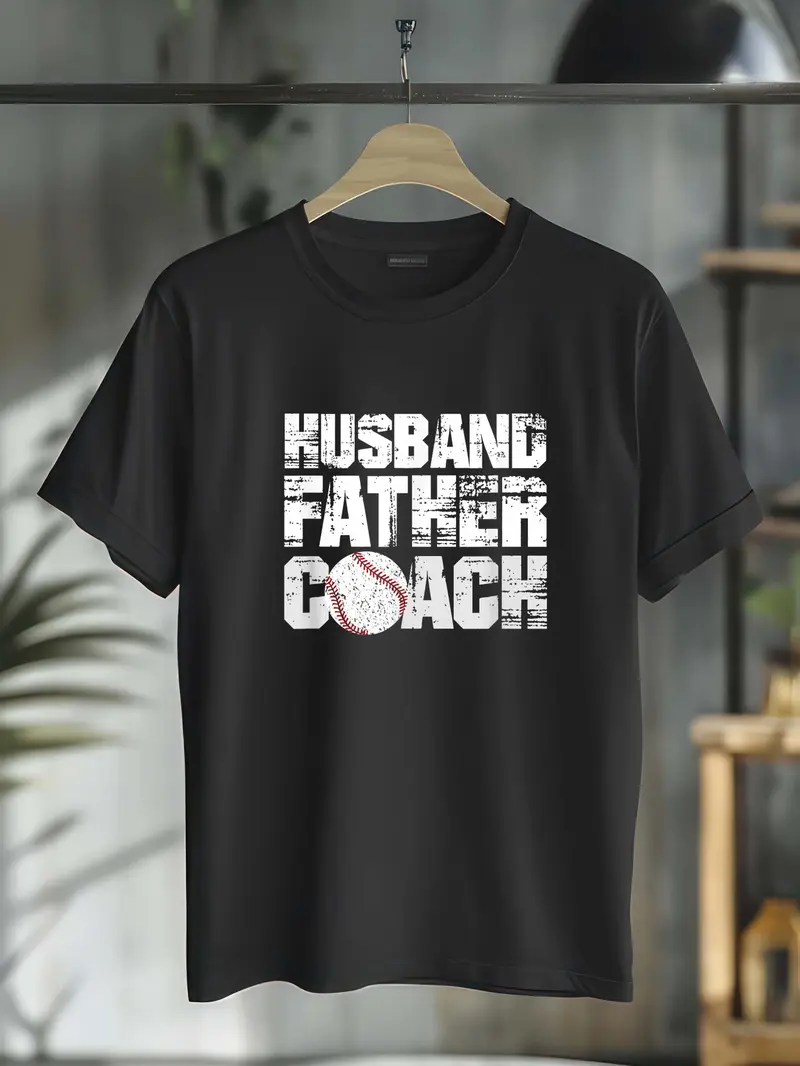 100% Cotton Husband Father Coach: Softball Baseball Dad Gift T-Shirt T-Shirt