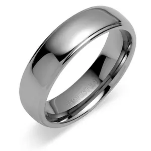 Men's Double Grooved Rounded Top 7mm Tungsten Band Daily Engagement Birthday Anniversary Male