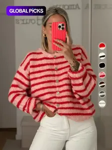 Women's Vintage Striped Cardigan Knitwear, Casual Daily Wear, Perfect for Dates & Shopping, Ideal for Spring/Autumn/Winter Seasons