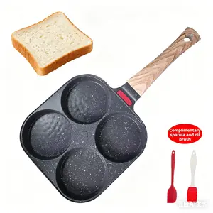 Non-stick small frying pan for home use, a breakfast egg burger and pancake pan mold, a four-hole egg frying magic tool