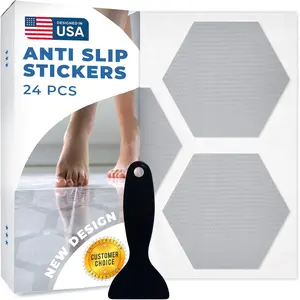 Anti Slip Shower Stickers 24 count, Grey Non-Slip Shower Strips for Adults,  Adhesive Bath Tub Stickers