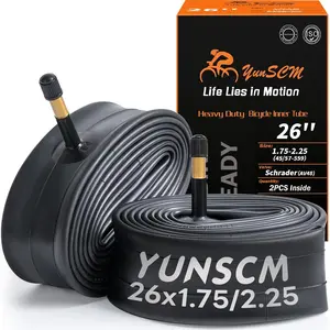 26" Heavy Duty Bike Tubes 26x1.75/1.95/2.0/2.10/2.125/2.25 (45/57-559) 26 Bicycle Tubes Premium Butyl Rubber Compatible with Road,Gravel,Mountain Bike Tire Tubes Schrader Valve AV48mm 2-PCS