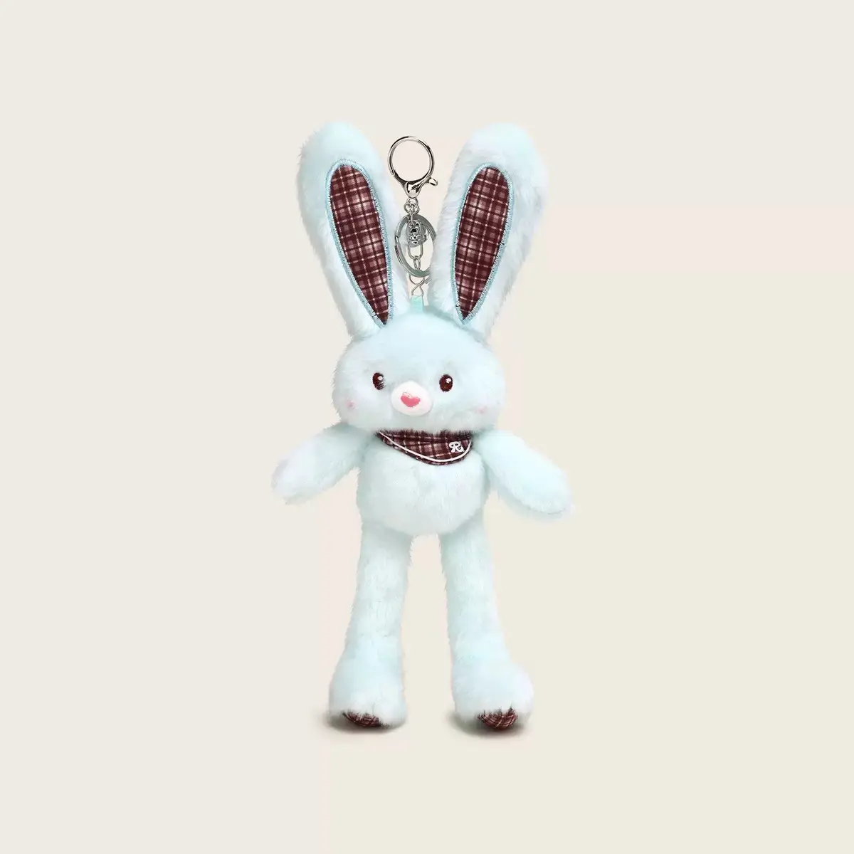 Fluffy Bunny Animal Keychain, 7.0-12.9in Cute Changeable Posture Rabbit Plush Keychain for Bags, Lobster Clasp, Metal Ring, Casual Birthday Gift for Women