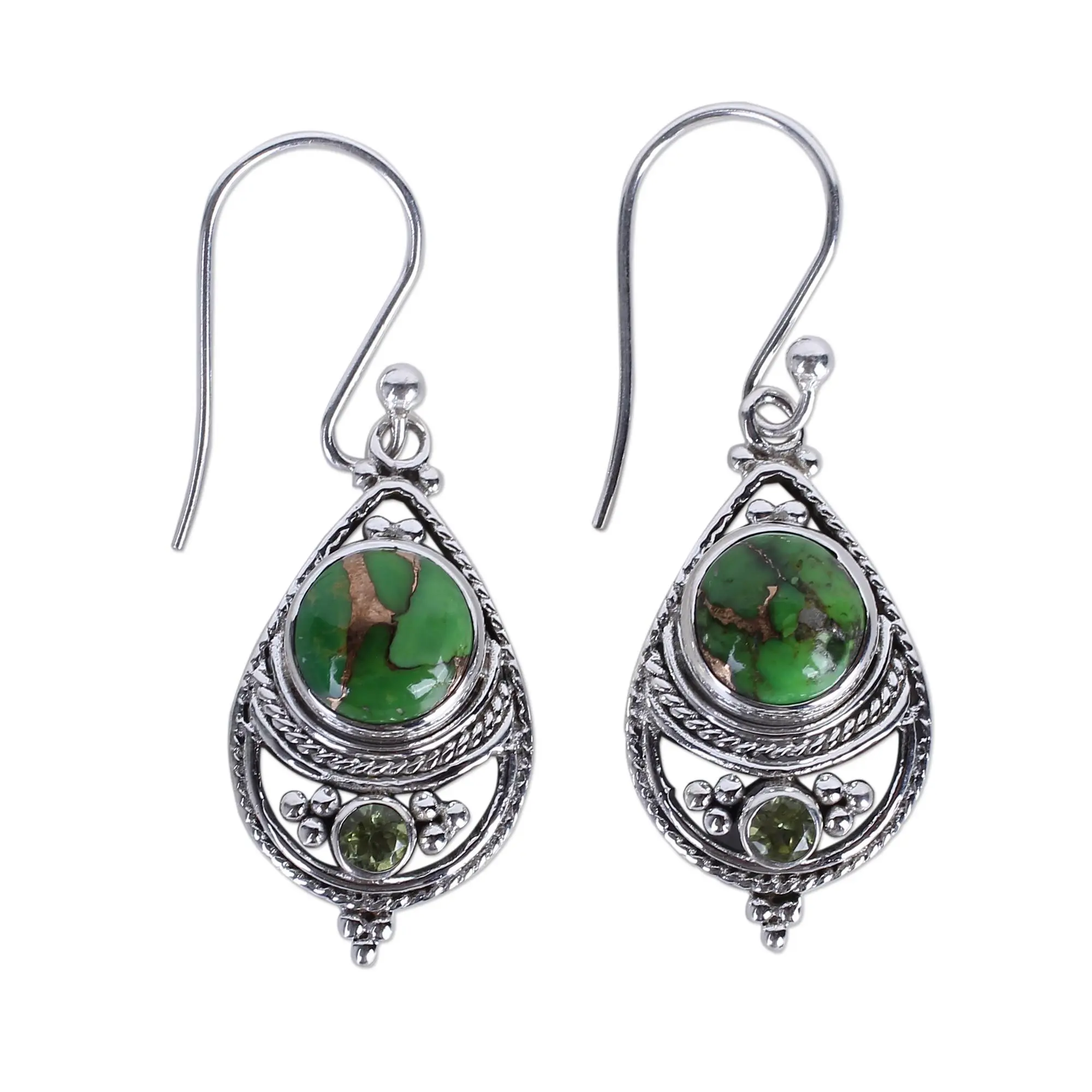 Novica Artisan Handcrafted Turquoise Dangle Earrings | Sterling Silver Jewelry For Women | Vintage Birthstone | Elegant Green Chalcedony | Artisan Crafted Design