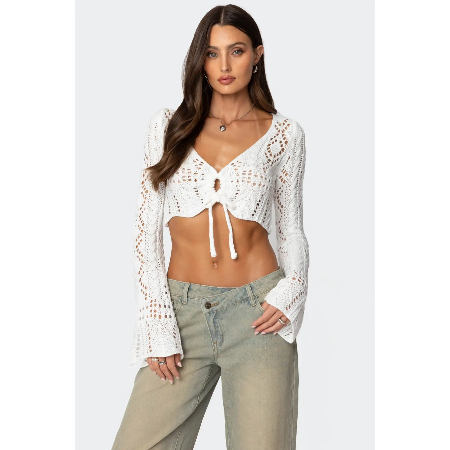 Tie Front Crochet Crop Top Tie Front Crochet Crop Top