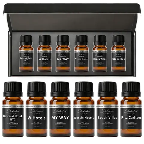 Sbehrtno Luxury Aroma Scented Diffuser Oil Bottle Gift Set - Hotel Scents Inspired Fragrance Freshener (Ritz Carlton My Way, Westin W Hotels), Pet & People-Safe, Casual Use, Holiday Option, Diffusion Support, Scent Layering, Bath Bombs Complement