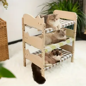 Wooden Pet Beds Summer Cat Bed Kitten Hammock Sturdy Solid Wood Puppy Small Dog Bed Multiple Beds Can Be Stacked For Many Cats