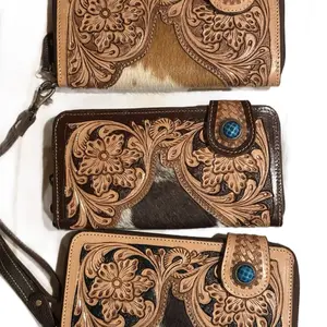 Azul Women's Wristlet Wallet with Floral Embroidery and Leather Strap for Everyday Use