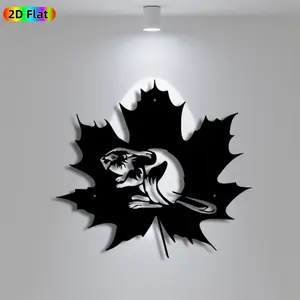 1pc Minimalist Beaver & Maple Leaf Metal Wall Art, Minimalist Beaver & Maple Leaf Statue Mural, Iron Craft, Perfect for Living Room, Garden, Zoo Corner Decor, Silhouette Wall Decor, Intricate Craftsmanship, Christmas Decor, Ideal Gift for Nature Lovers