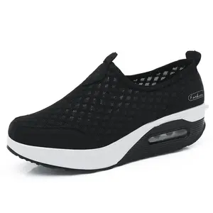 Women Walking Shoes Slip on Athletic Platform Mesh Tennis Breathable Wedge Sneakers