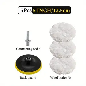 5pcs Polishing Kit Car Polishing Pad Waxing Sponge Disk Wool Wheel Auto Paint Care Automotive Polisher Pads Car Polisher Tool Car Gadget