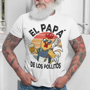 El papa de los pollitos tshirt, Dia del Padre shirt, Dia del Padre gift, Regalos para Papá, Spanish shirt, Spanish gift, Funny Spanish, El papa T Shirt, Fathers Day Gift For Dad Padre Menswear Cotton Fit Unisex Tee Top Streetwear Shortsleeve Crewneck