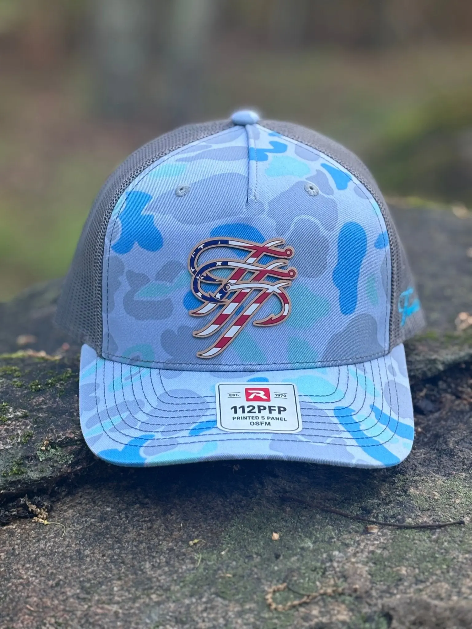 SALT DUCK CAMO Trucker Cap - Custom Leather Patch Hat with Laser-Cut Logo, Pause Embroidered, Adjustable Universal 1-Size-Fit-All Outdoor Fashion Accessory