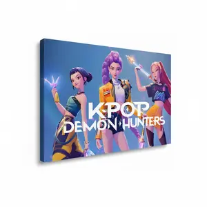 Framed Canvas Prints KPop Demon Hunters Modern Living Room Bedroom Home Office Wall Decor Ready to Hang Canvas Wall Art Gift for Classmates Friends and Family Cartoon Design posters