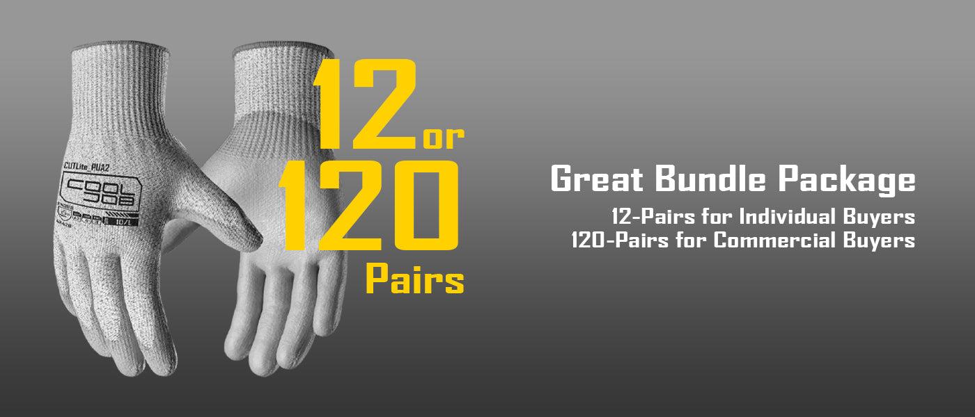 COOLJOB ANSI A2 Cut Resistant Work Gloves - PU Dipped Grip, 13 Gauge Breathable Safety Gloves for Mechanics, Construction & Carving (12/120 Pairs Bulk Pack) COOLJOB ANSI A2 Cut Resistant Work Gloves - PU Dipped Grip, 13 Gauge Breathable Safety Gloves for Mechanics, Construction & Carving (12/120 Pairs Bulk Pack)