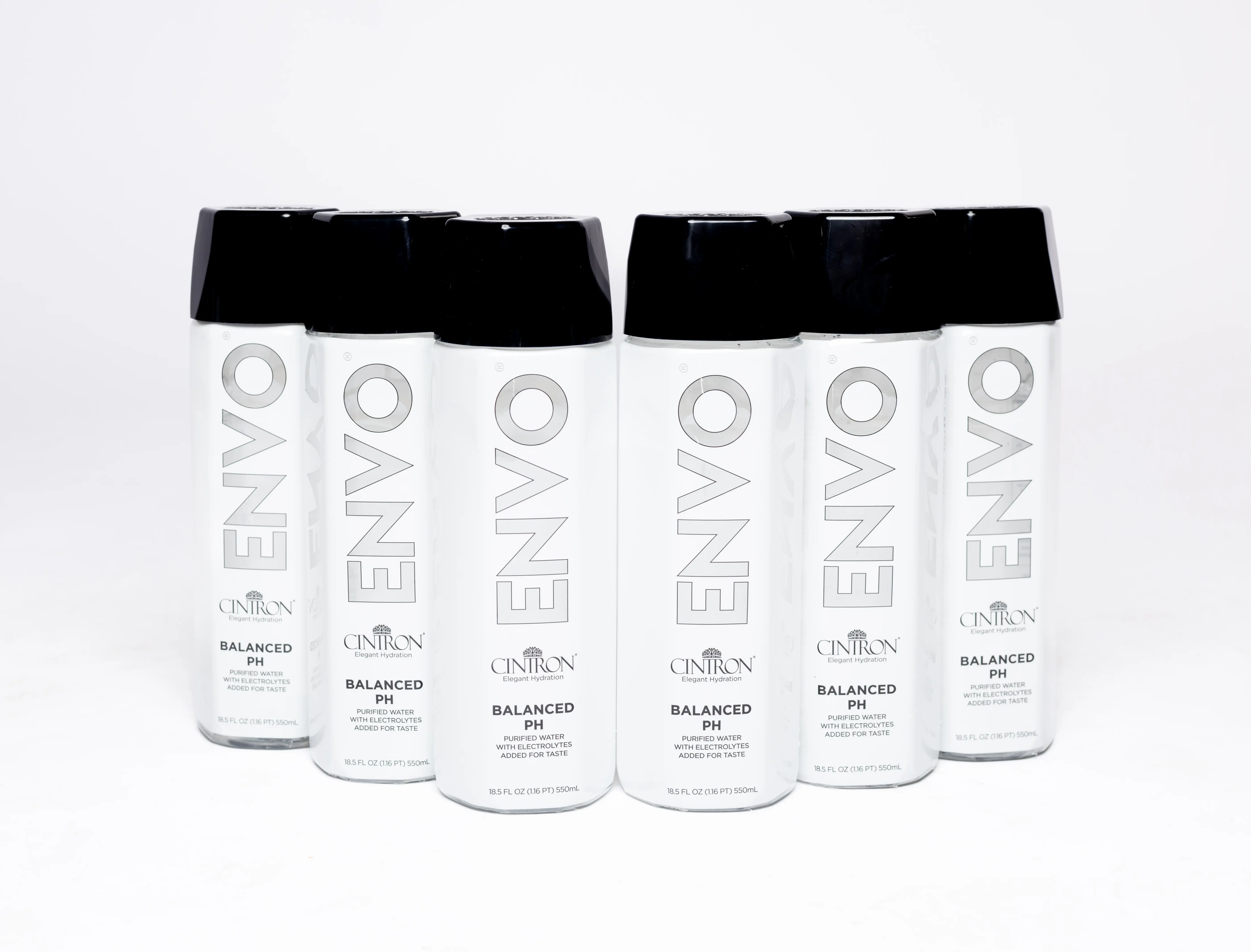 Cintron Envo Water Balanced pH Beverage Drink 12-Pack 18.5 fl oz Hexagon Designer Bottle for Optimal Hydration and Energy