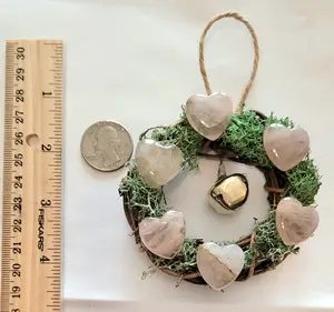 Rose Quartz Heart Mini Wreath Rose Quartz Crystal Wreath | Self-Love + Attraction Charm