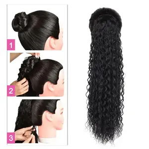NEW Synthetic Wig 24inch Long Curly Wave Drawstring Ponytail HairPieces Extension Heat Resistant Clip in For Women Girl