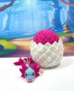 3D Printed AXOLOTL Baby Dragon with Egg 6 Inches Articulated Multicolor Baby Dragon Stress Relief Fidget Toy BD008-MAC-WGE