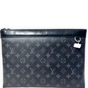 Pre-owned Louis Vuitton Monogram Eclipse coated canvas with leather trim Mini Bags Discovery Pochette black and grey Very Good S014260405317