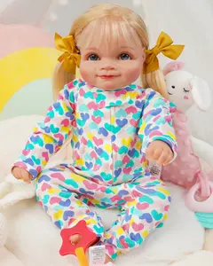 VACOS 20inch Reborn Baby Doll: Soft vinyl body with detailed wrinkles. Adorned in colorful heart-print pajamas. Silky curls frame delicate face. Vivid blue eyes shine bright. Perfect for Christmas or first birthday gifts!