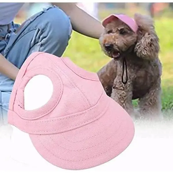 Pet Dog Sports Hat, Cat Baseball hat Pet Outdoor Sports Hats with Ear Holes Sunbonnet Fashionable Sun hat with Adjustable Chin Strap Summer Travel Hat