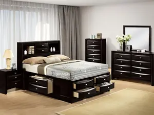 FM7210BK-4PC 4 pc Zosimo black finish rounded front queen captains storage bed with drawers bedroom set