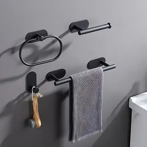 Bathroom Accessories Set, 4 Pieces Bathroom Hardware Set, 16 inch Towel Bar, Towel Racks for Bathroom, Robe Towel Hooks, Toilet Paper Holder Wall Mounted