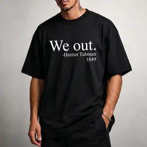 "We Out" Minimal Text Print Casual Cotton T-Shirt Shirt TOP