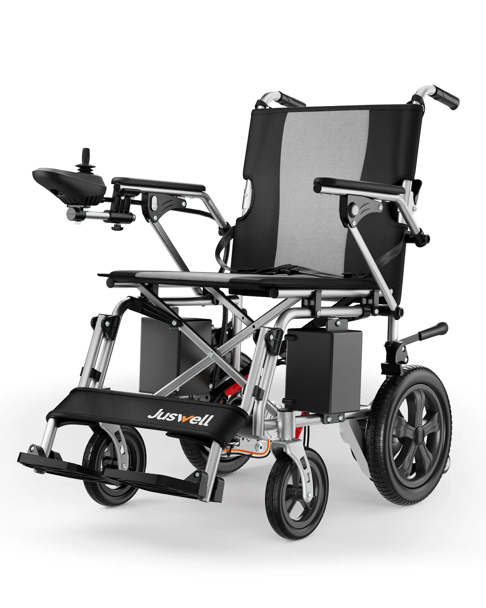 Juswell Foldable Electric Wheelchair for Adults, Motorized Chair with 15/30 Mile Range, All-Terrain, 300/350 lbs Support