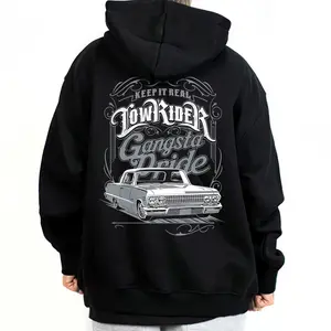 Lowrider Gangsta Pride Chicano Clothing Mexican Clothes Lowrider Clothes Oversized Graphic Tee Medium Heavy Sweatshirt Hoodie for Men & Women Unisex Fit