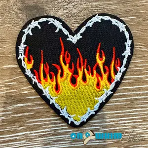 Hearts on Fire Embroidered Iron-On Patch