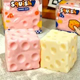 Squishy Cheese Block - Yellow/Pink Realistic Ultra-Soft Non-Rebound ASMR Sensory Fidget Stress-Relief Toy for Kids Adults l Viral Stress Ball Glutinous