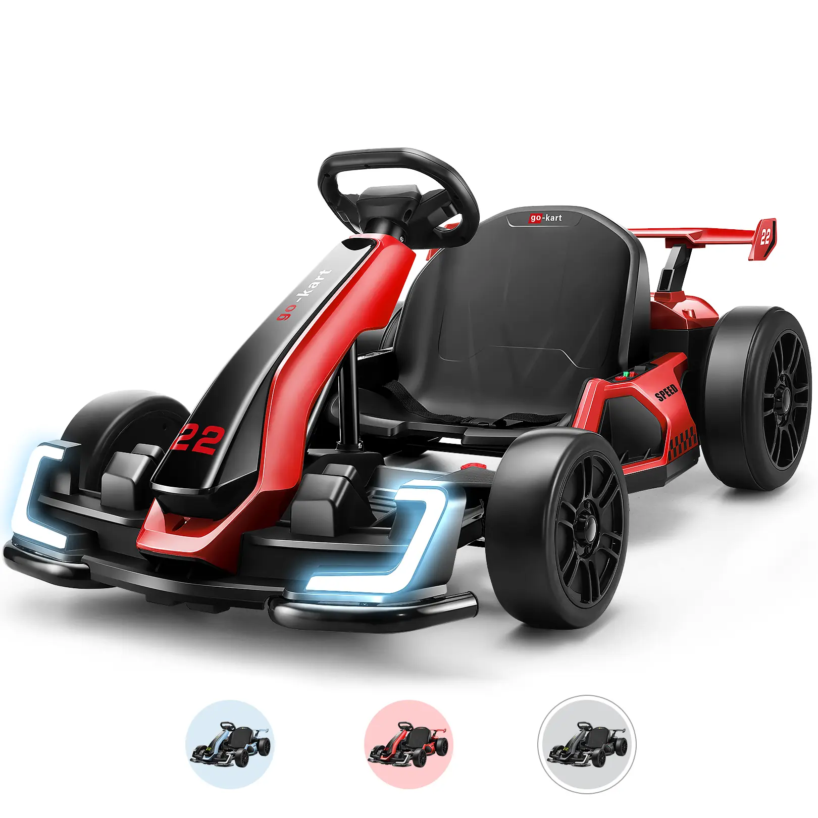 Hikole Go Kart Electric Drift Kart Car, 24V Crazy Go Cart for Kids with Adjustable Seat, 2 Speed Mode, Fast 300W Motor, 8.5 MPH, Ride on Toys for Kids 6-12 Years Old volume control wheel,