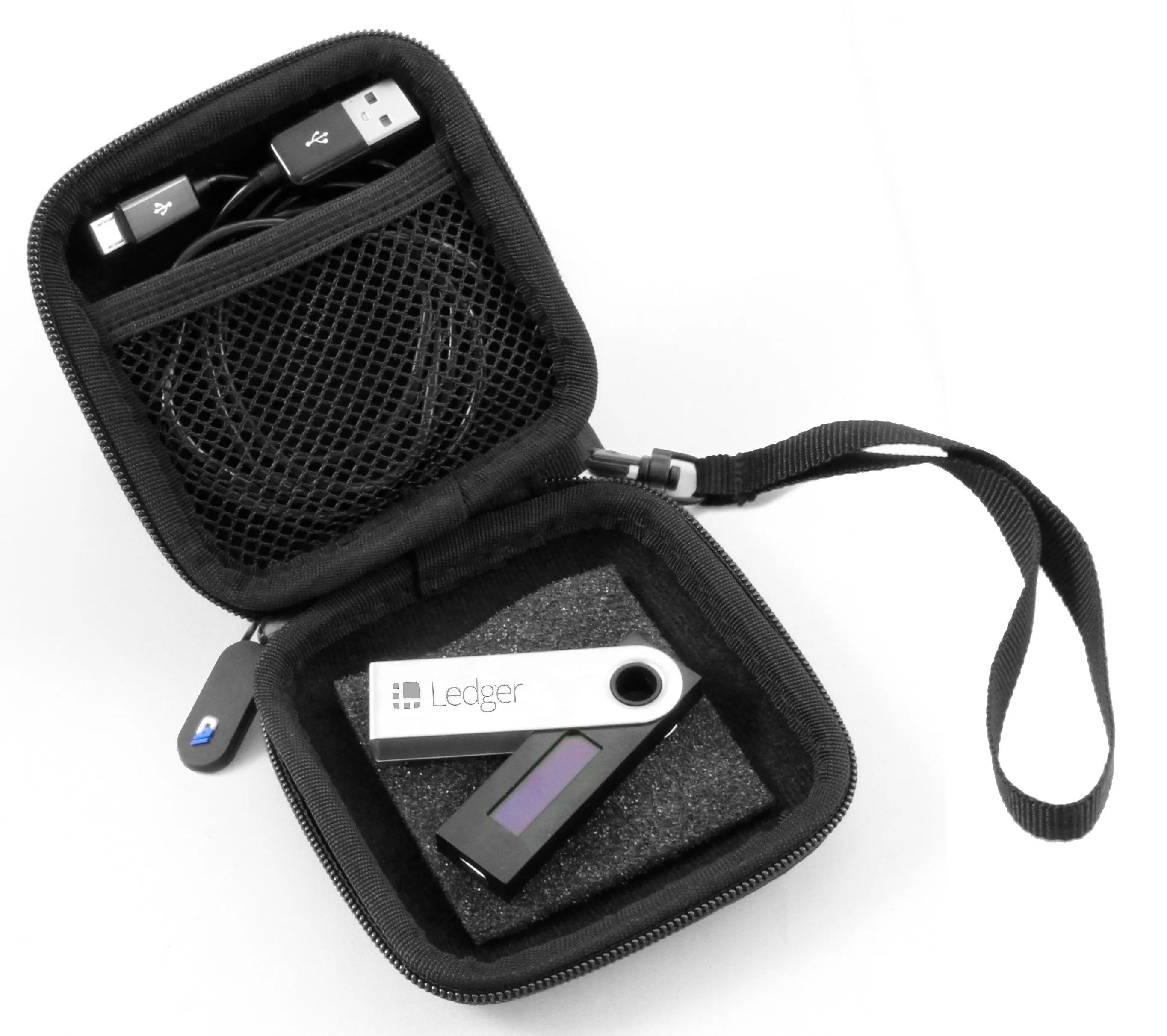 CASEMATIX Crypto Wallet Travel Case Compatible with Ledger Nano X Nano S Trezor Model T & Accessories - Durable Carbon Fiber Pattern EVA Protection Ultra Compact Design Secure Storage for Bitcoin Hardware Wallets