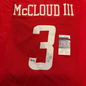 Atlanta Falcons Ray-Ray McCloud Signed #3 "McCloud III" Red Apparel Jersey, Sports Collectible, JSA COA Autographed Custom Jersey