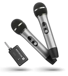 Wireless Microphones, Wireless Microphone with One-to-One Chip Connection, 40H Duration, 200 FT Distance Receiving, Semi-Metallic tube Microphone for Singing, Video Recording, YouTube, Home Party