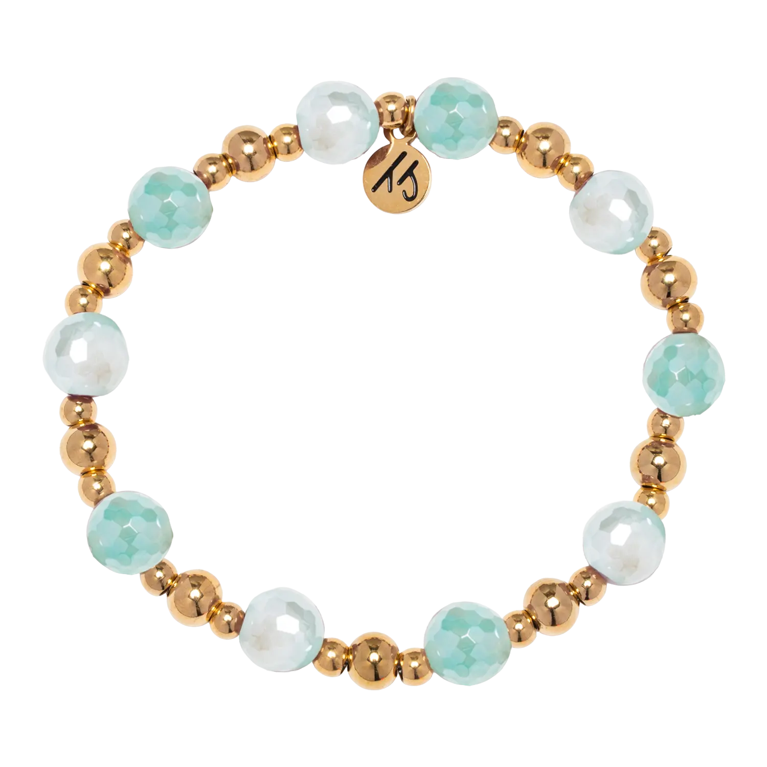 Gold Day by Day Collection- Aqua Agate Gemstone Bracelet