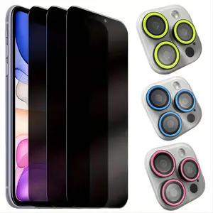 Tempered Glass Screen Protective Film, 3 Counts Anti-scratch Screen Protective Film & 3 Counts Lens Protective Film, Phone Accessories for iPhone Series