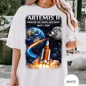 Artemis 2 Journey Around the Moon and Back 2026 T-Shirt, Space Enthusiast Gift, NASA Mission Graphic Tee